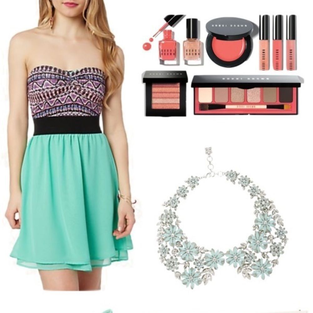 Rue 21 Strapless Knee-length Green and Black Y2K Dress
